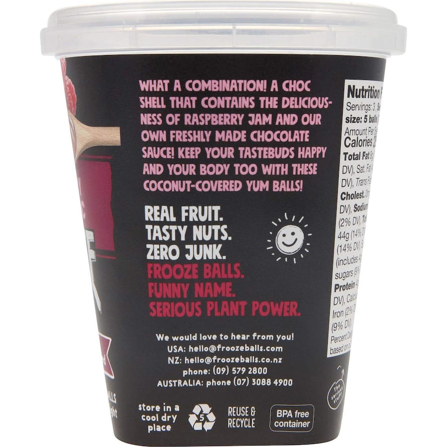 Frooze Balls Snack Balls Raspberry Dark Chocolate 210g