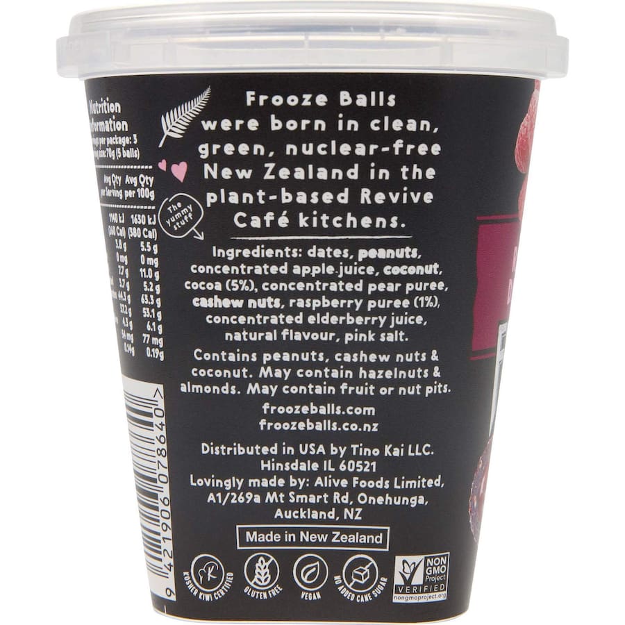 Frooze Balls Snack Balls Raspberry Dark Chocolate 210g