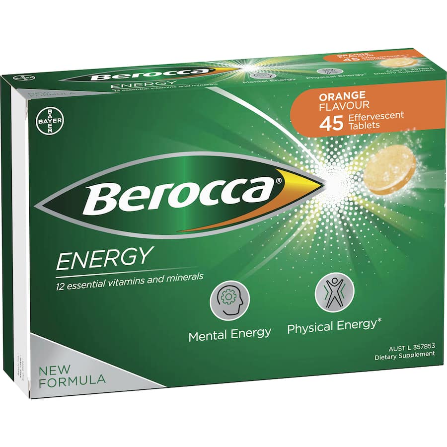 Berocca Performance Effervescent Energy Vitamin C Orange Pack 45 tabLets