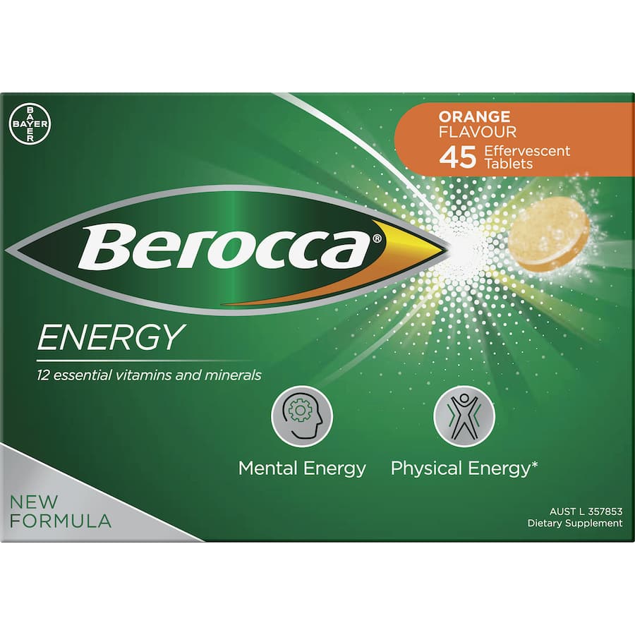 Berocca Performance Effervescent Energy Vitamin C Orange Pack 45 tabLets