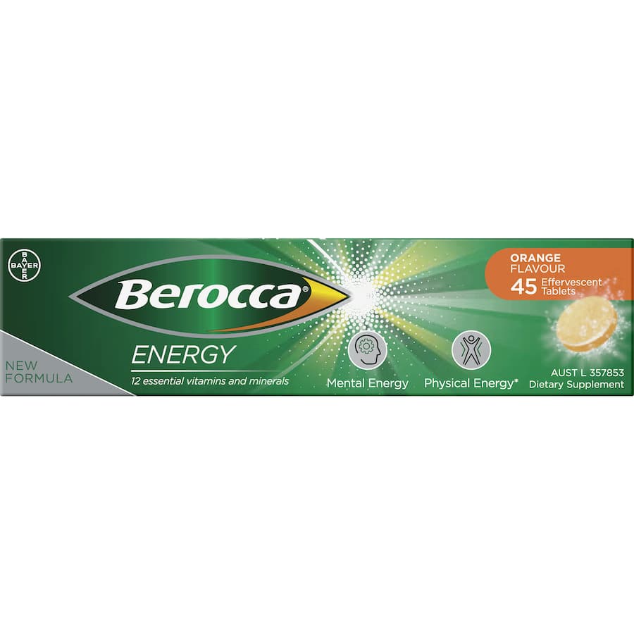 Berocca Performance Effervescent Energy Vitamin C Orange Pack 45 tabLets