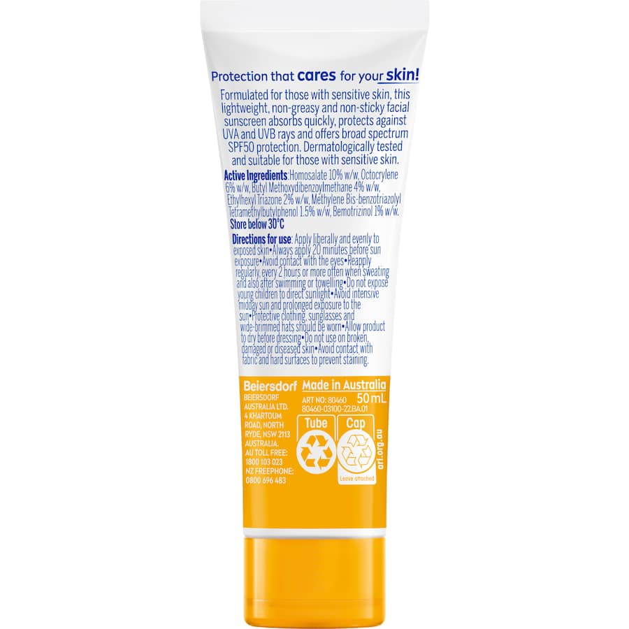 Nivea Sun Sunscreen Uv Face Sensitive Spf 50 50mL