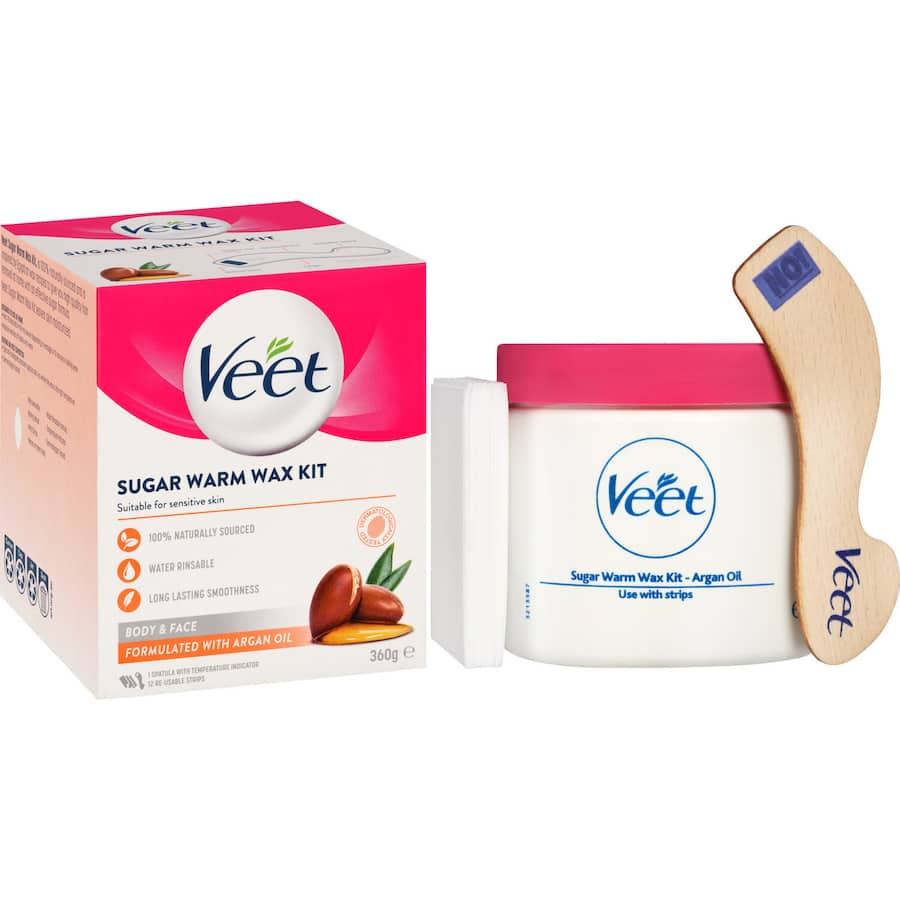Veet Sugar Warm Wax Hair Removal Argan Oil Kit 360g