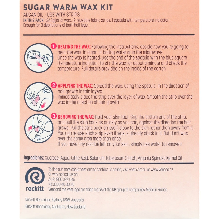 Veet Sugar Warm Wax Hair Removal Argan Oil Kit 360g