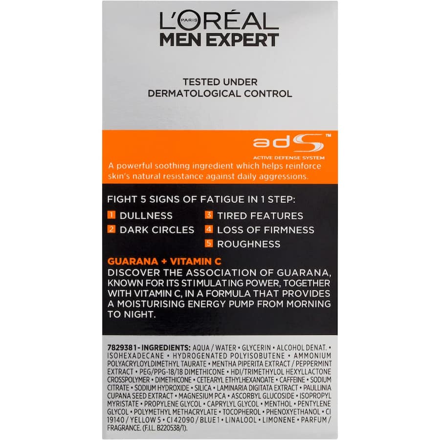 L'oreal Paris Men Expert Facial Moisturiser Hydra Energetic 50mL