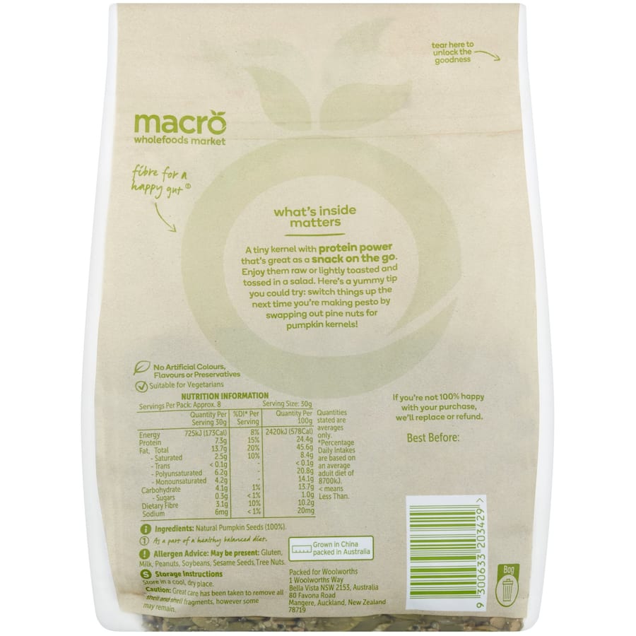 Macro Pumpkin Seeds Natural Kernels 250g