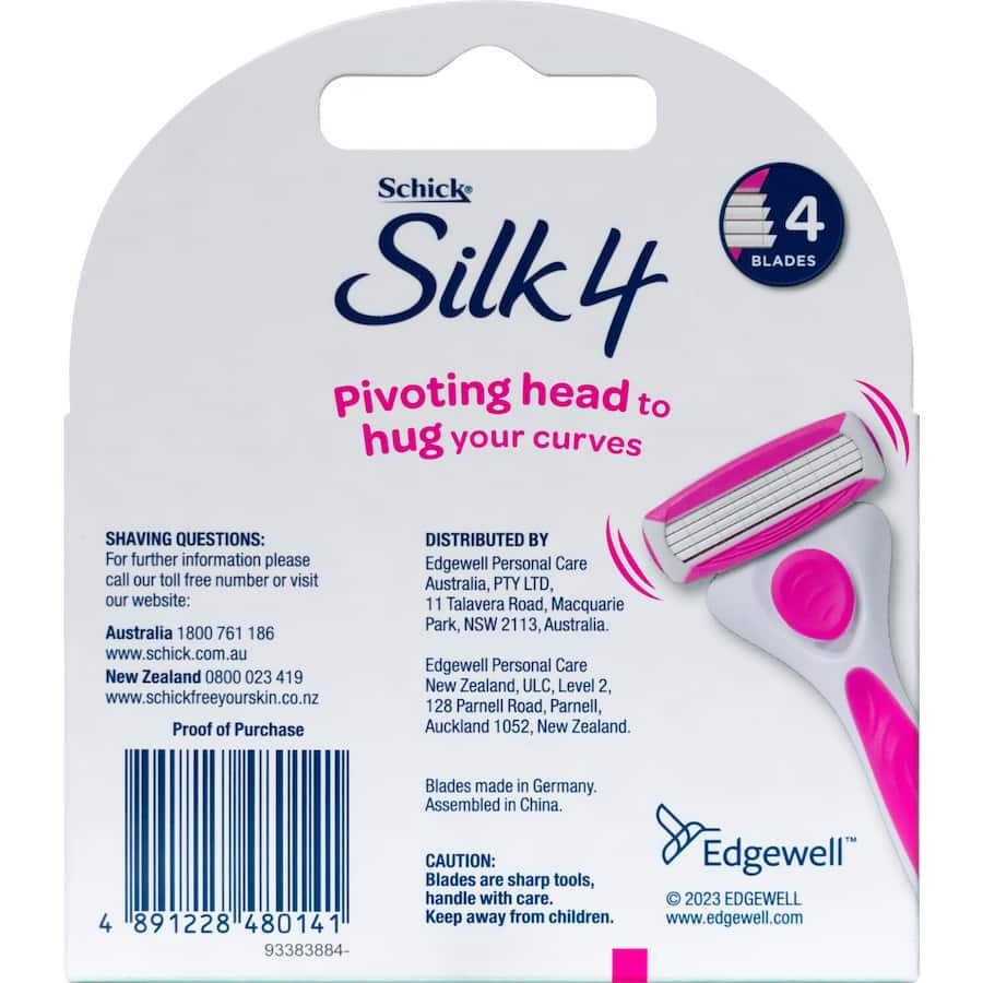 Schick Silk 4 Razor Blades 4pack