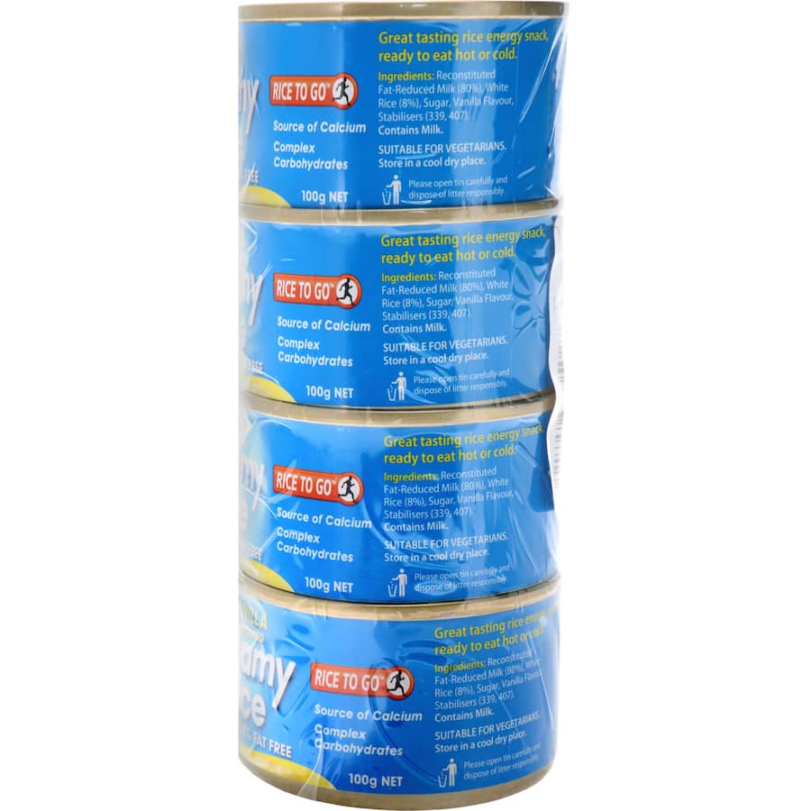Aunt Bettys Rice 2 Go Creamed Rice Vanilla Creamy Rice 400g 100g cans 4pack