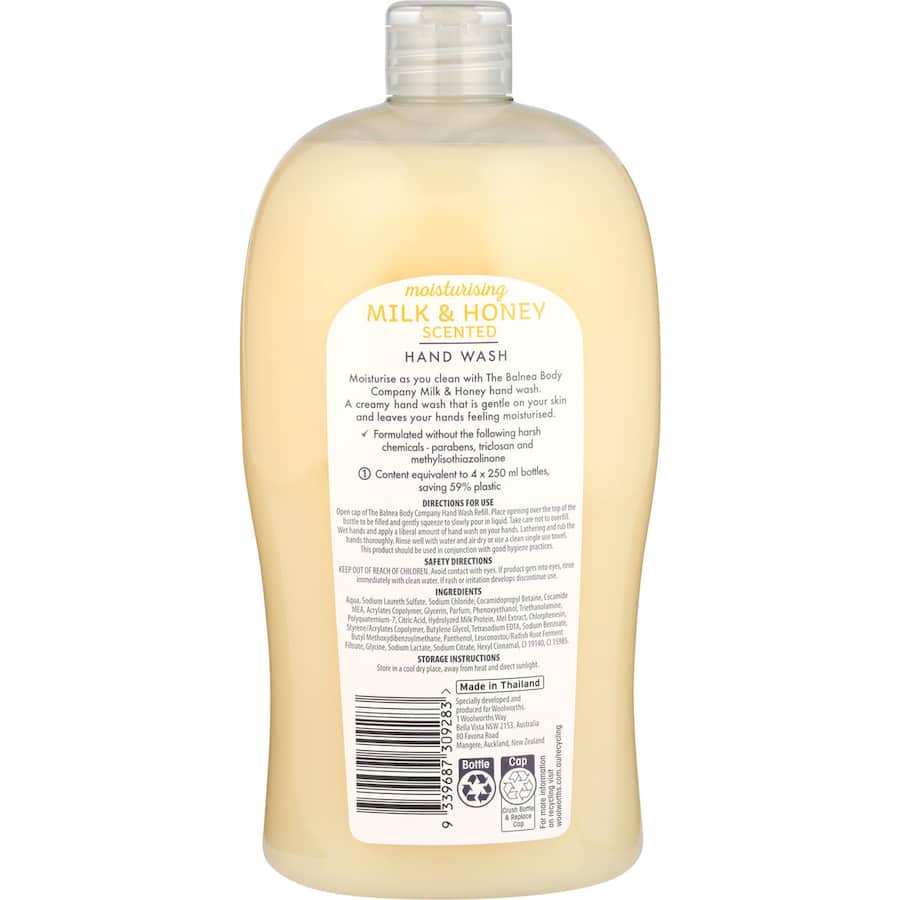 Balnea Hand Wash Refill Milk & Honey 1L