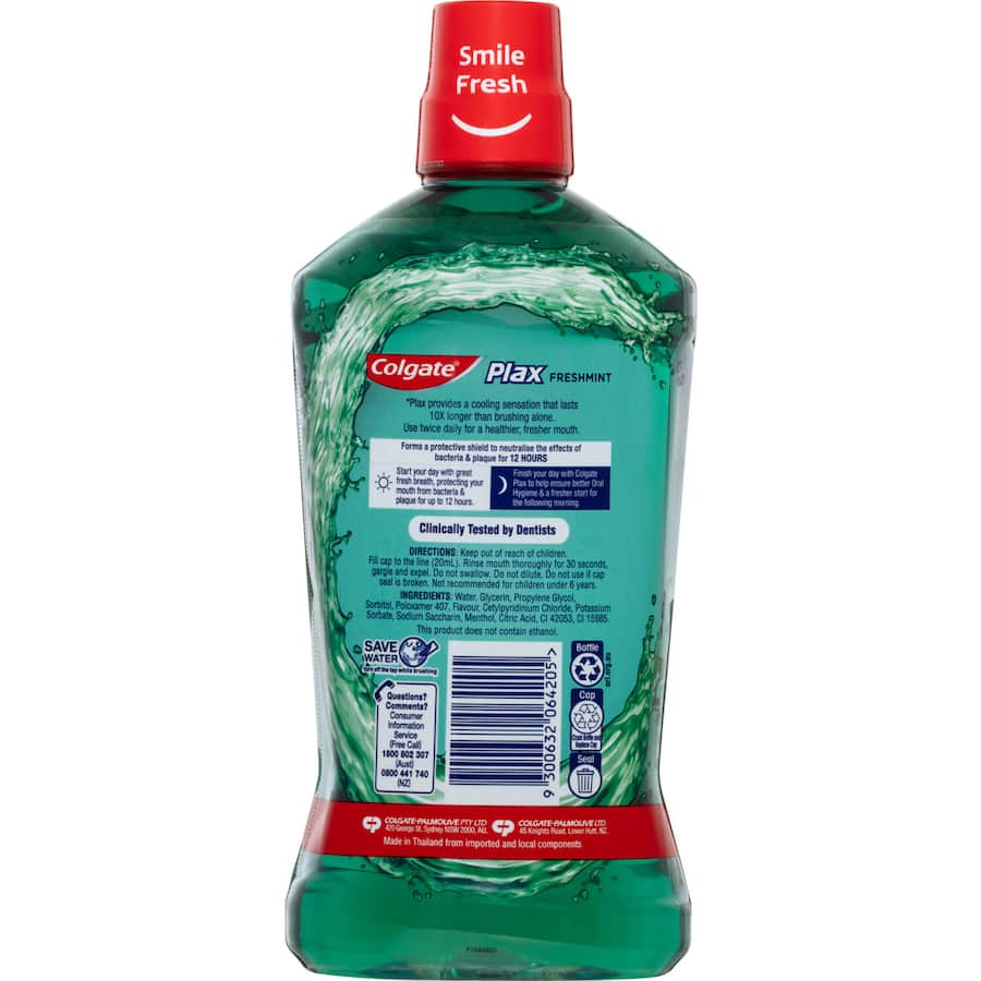 Colgate Plax Antibacterial Mouthwash Rinse Fresh Mint Value Pack 1L