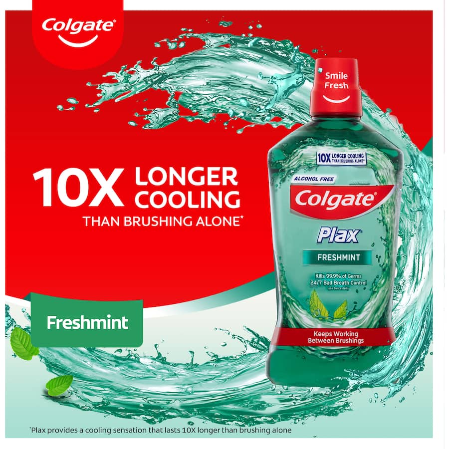 Colgate Plax Antibacterial Mouthwash Rinse Fresh Mint Value Pack 1L