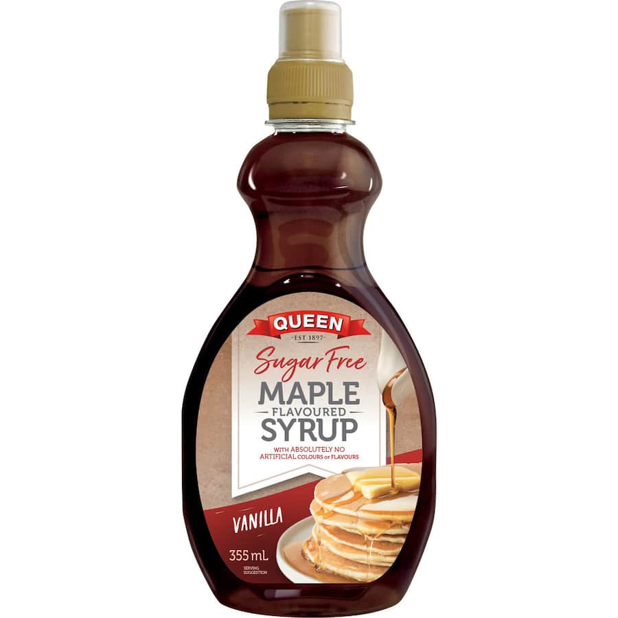 Queen Sugar Free Maple Syrup Vanilla Flavoured Squeeze bottle 355mL