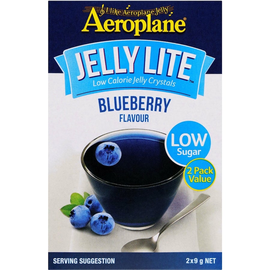 Aeroplane Jelly Lite Crystals Blueberry Low Sugar Sachet 2 x 9g