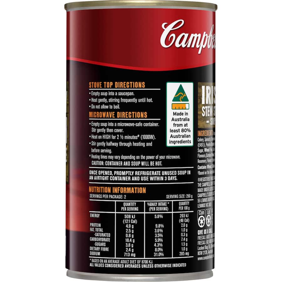 Campbell's Soup Chunky Irish Stew Style Canned 505g