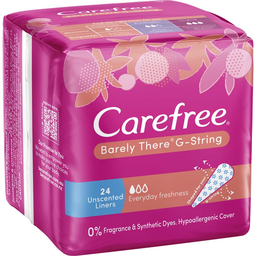 Carefree Barely There Panty Liners G String Breathable 24pack