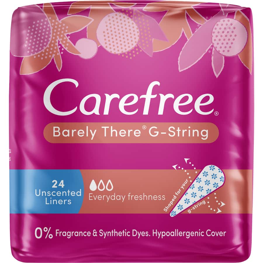 Carefree Barely There Panty Liners G String Breathable 24pack