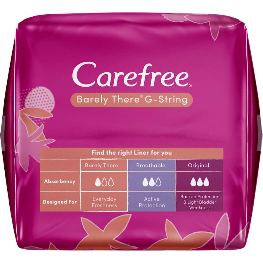 Carefree Barely There Panty Liners G String Breathable 24pack