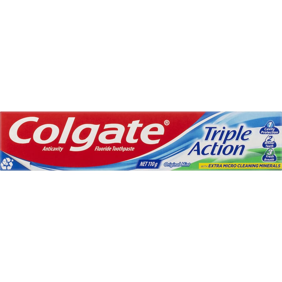 Colgate Triple Action Toothpaste Original Mint Flavour Tube 110g