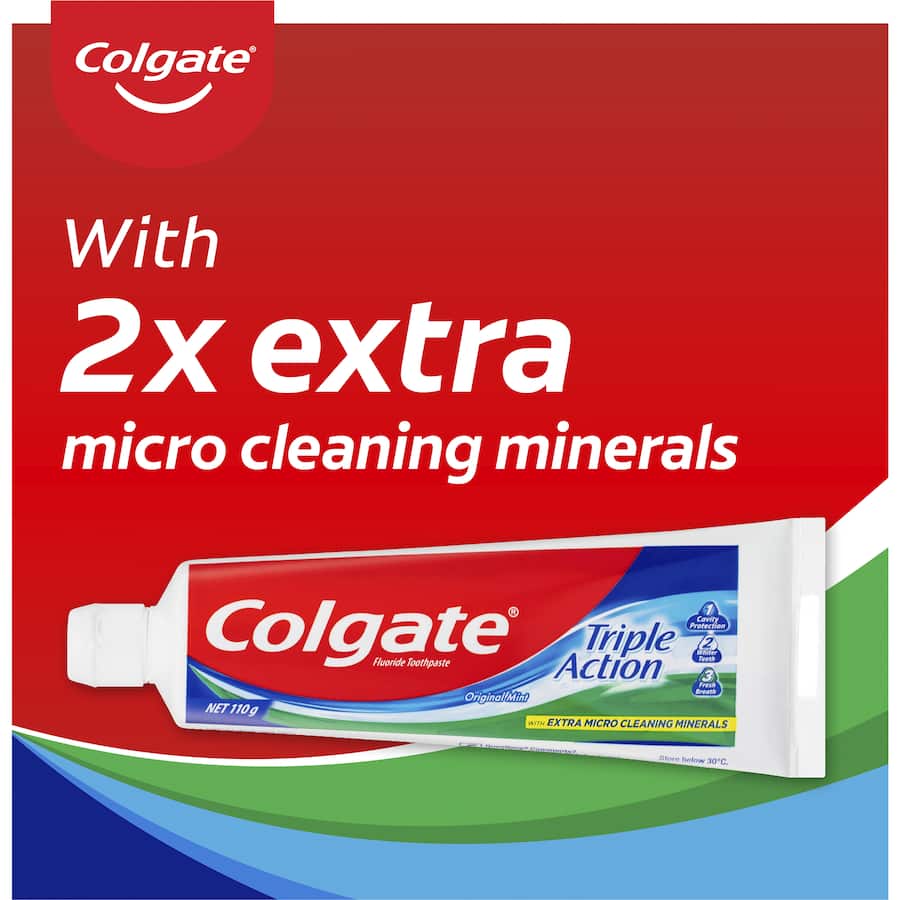 Colgate Triple Action Toothpaste Original Mint Flavour Tube 110g