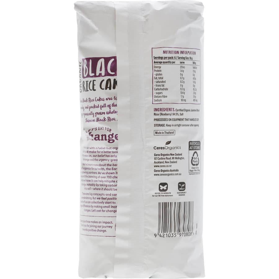 Ceres Organics Black Rice Crackers Lightly Salted 110g