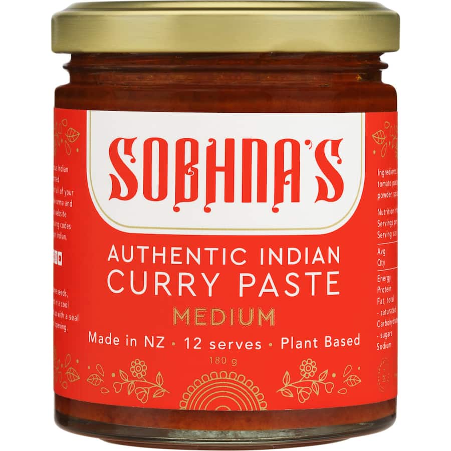 Sobhna's Curry Paste Authentic Medium Plant Based Jar 180g