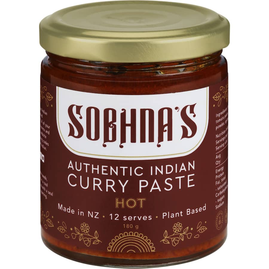 Sobhna's Curry Paste Authentic Hot Plant Based Jar 180g