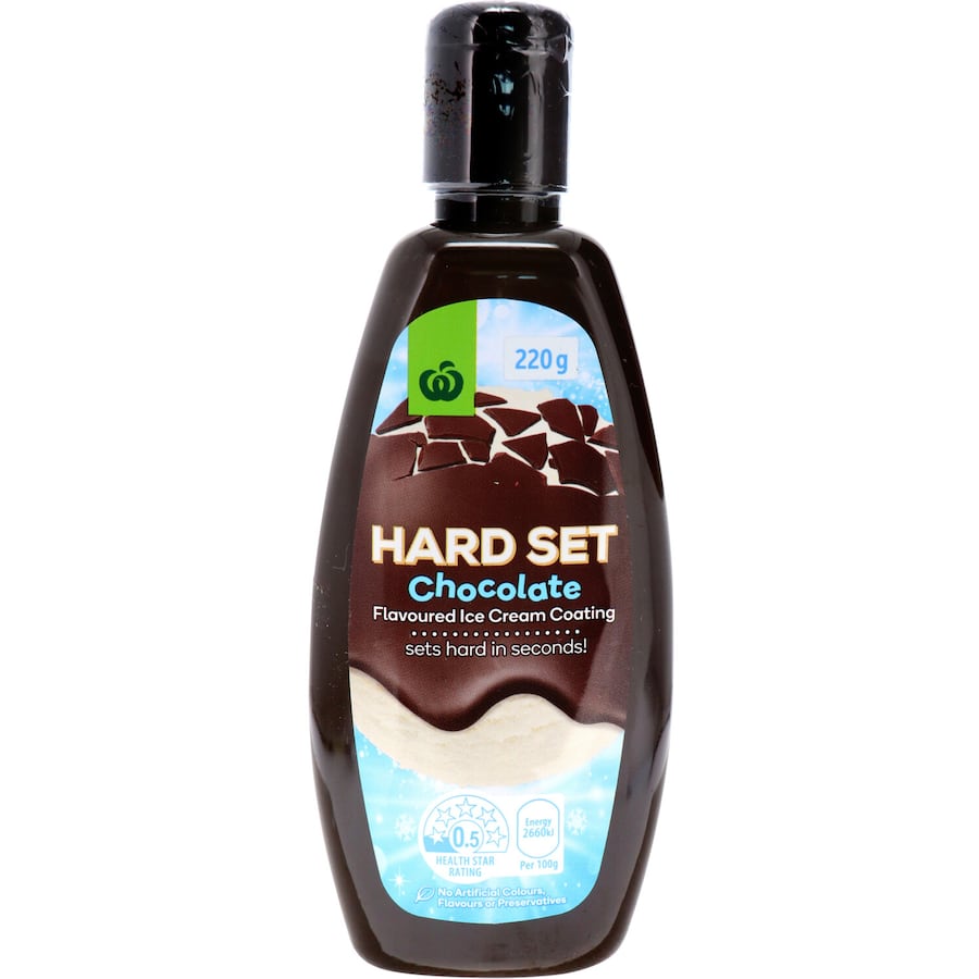 Woolworths Hard Set Topping Chocolate Squeeze bottle 220g