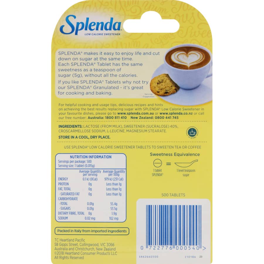 Splenda Sugar Substitute Sweetener Tablets 500pack