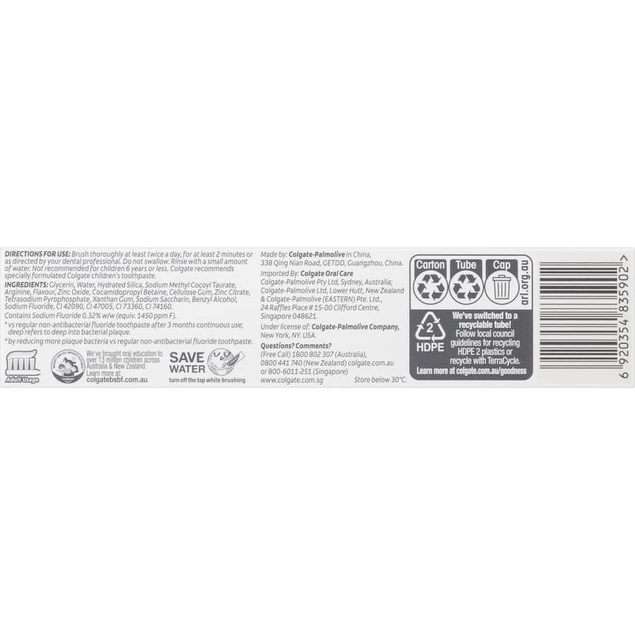 Colgate Total Plaque Release Toothpaste Reviving Cool Mint Tube 95g