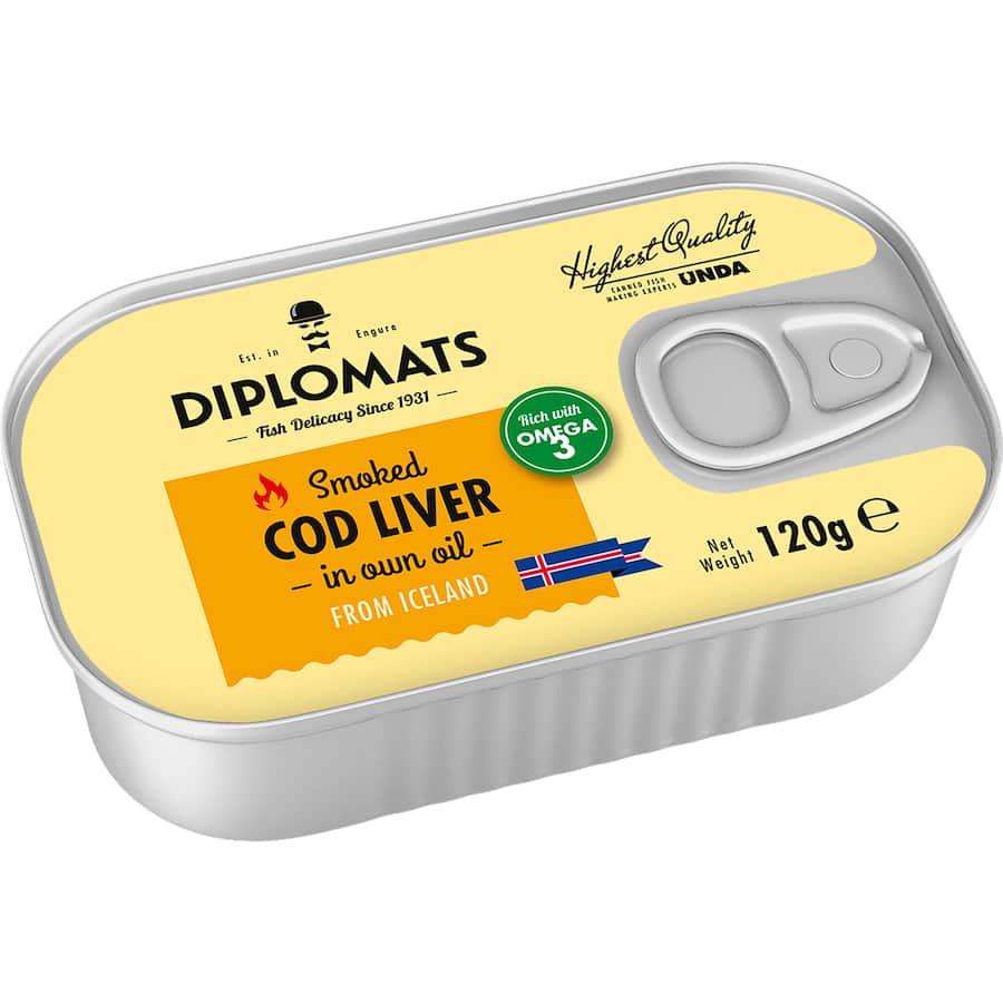Diplomats Unda Cod Liver Smoked Tear tab can 120g