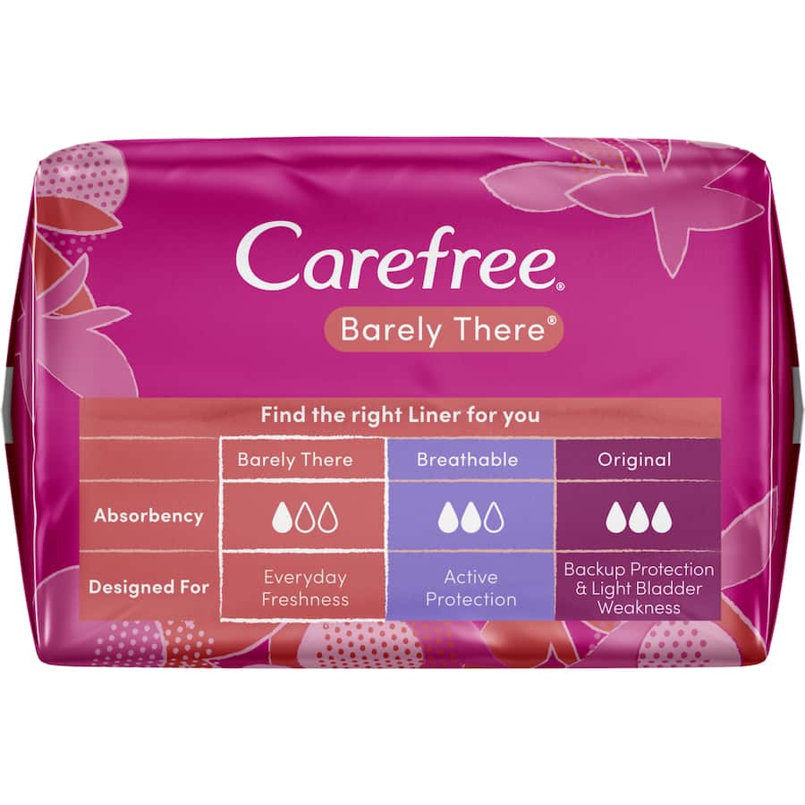 Carefree Barely There Panty Liners Shower Fresh Scent Breathable 42pack