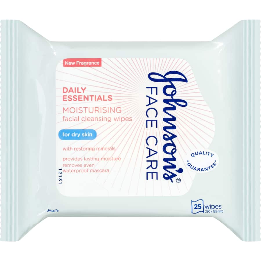 Johnsons Facial Wipes Dry & Sensitive Skin 3 In1 25pack