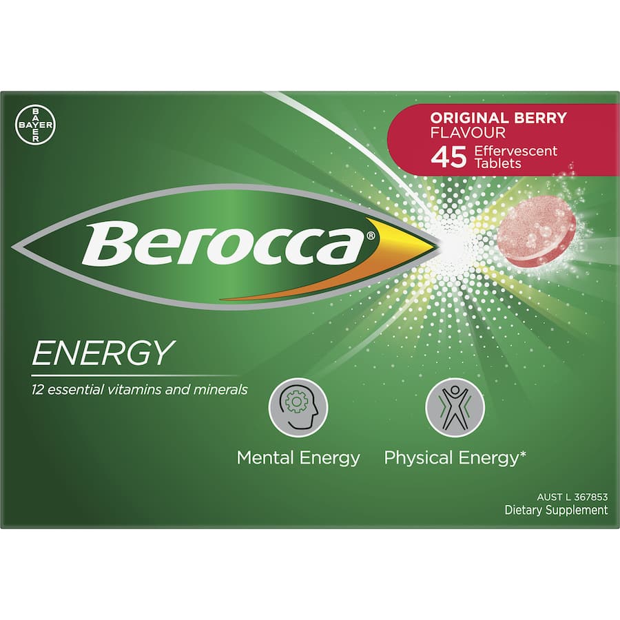 Berocca Performance Effervescent Energy Vitamin C Original Berry Pack 45 tabLets