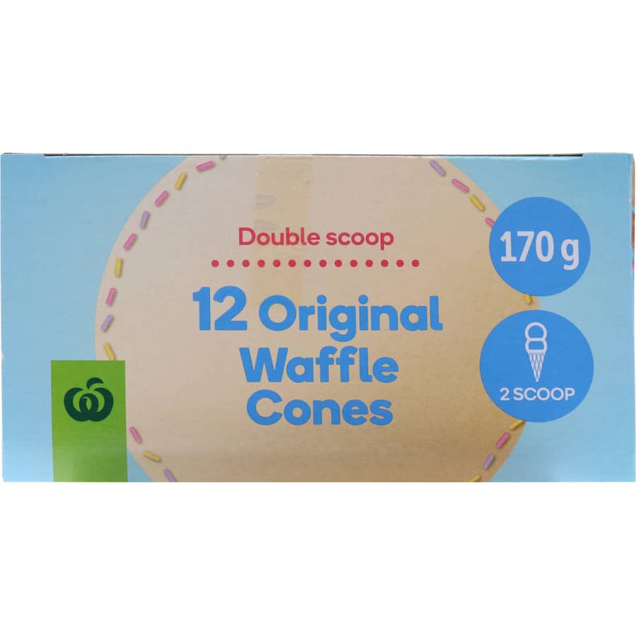 Woolworths Ice Cream Cones Waffle Plain 170g Boxed 12pack
