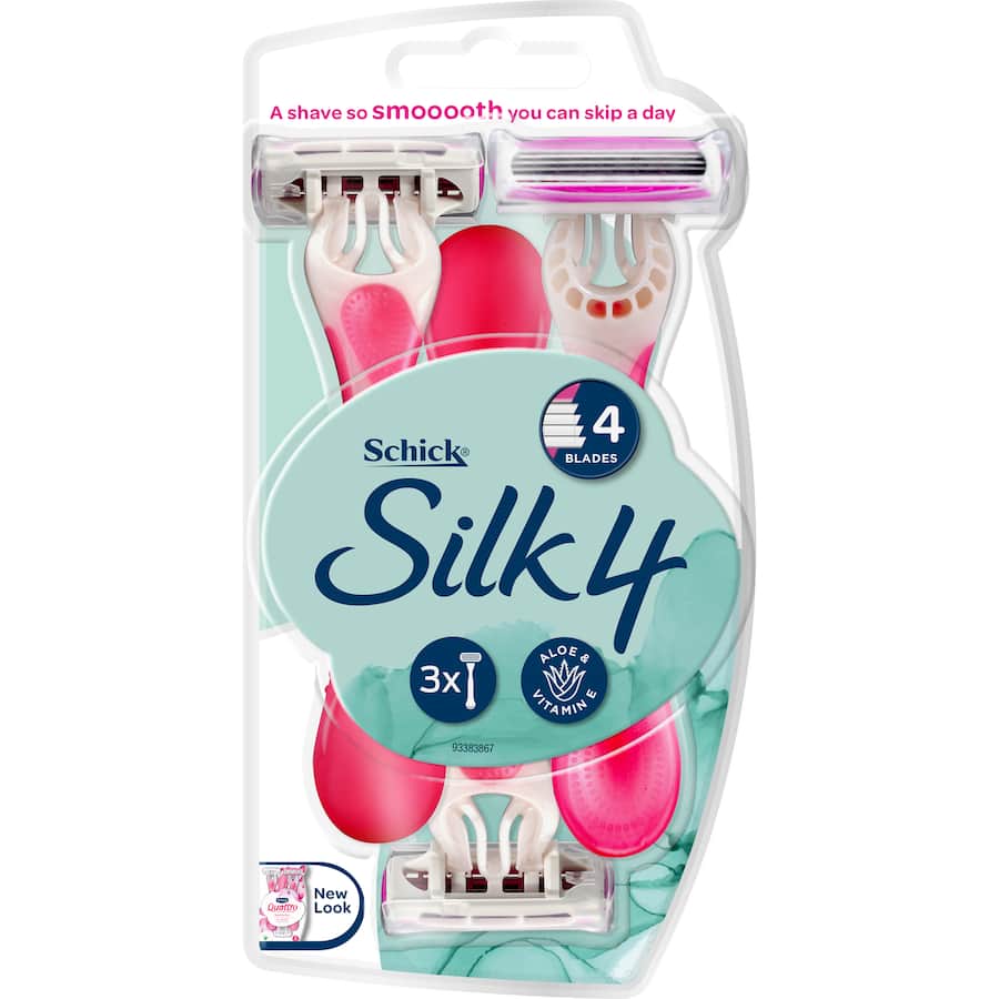 Schick Silk 4 Disposable Razor Aloe & Vitamin E 3pack