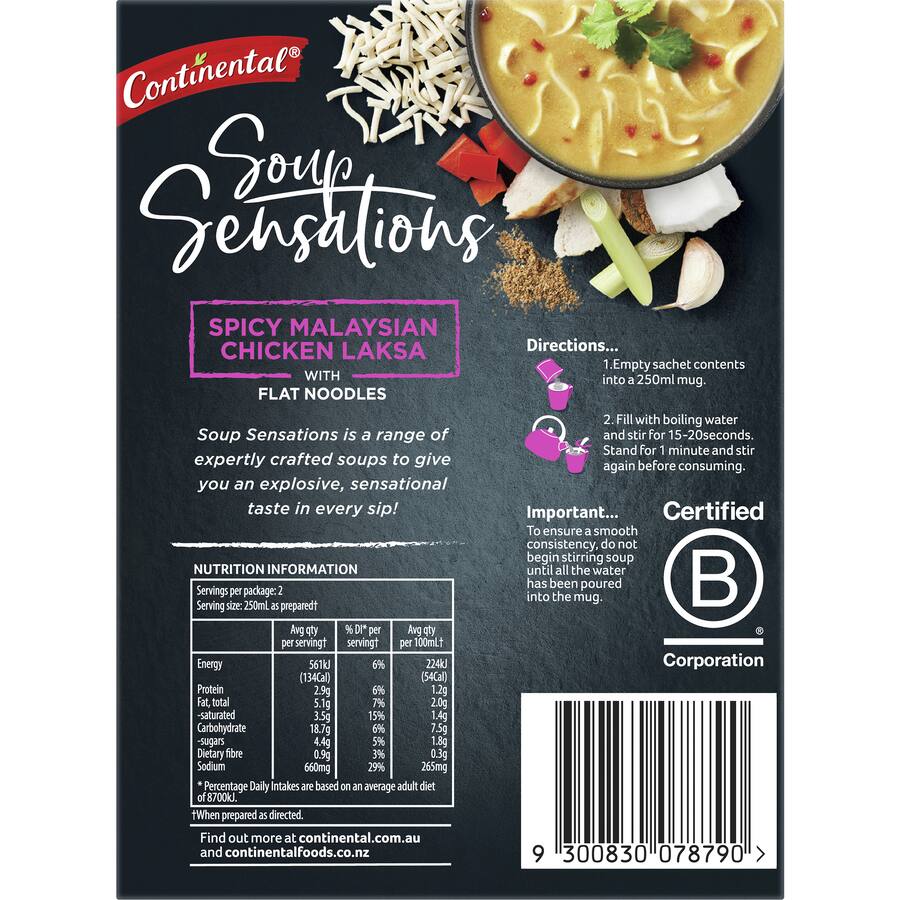 Continental Soup Sensations Chicken Laksa Spicy Malaysian 62g