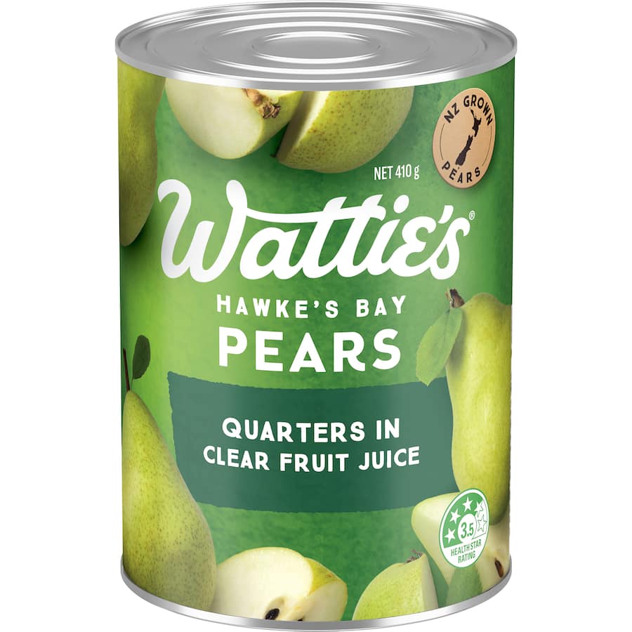 Wattie's Pears Quarters Clear Juice Can 410g