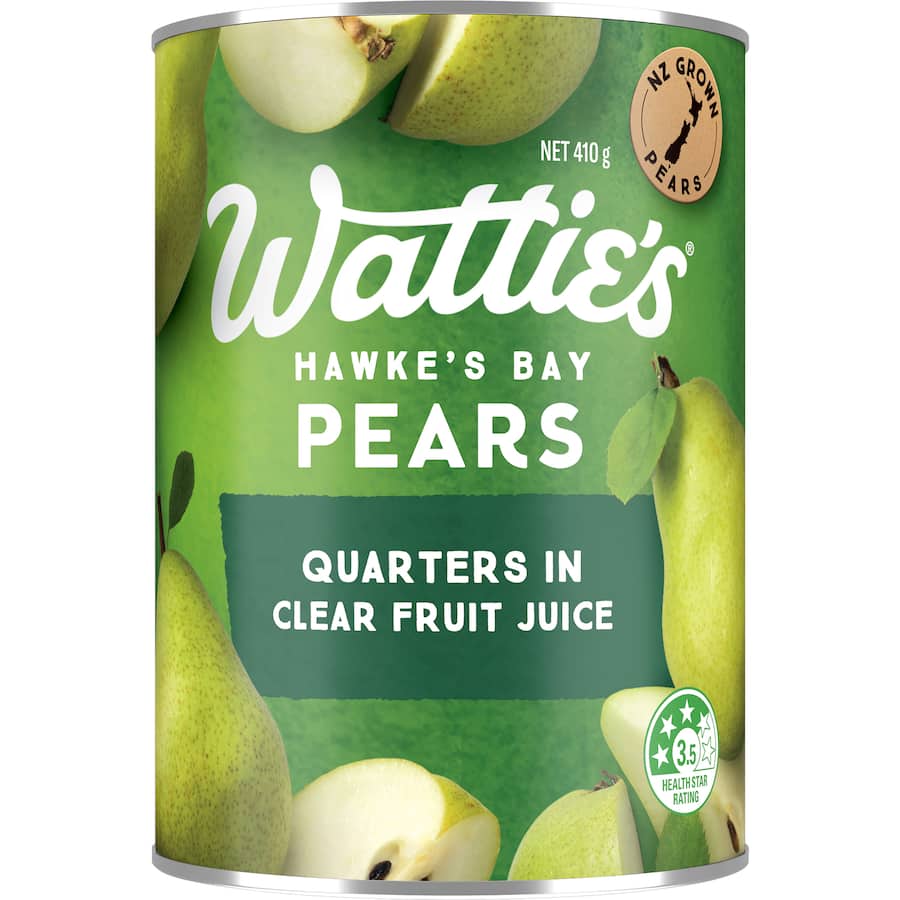 Wattie's Pears Quarters Clear Juice Can 410g