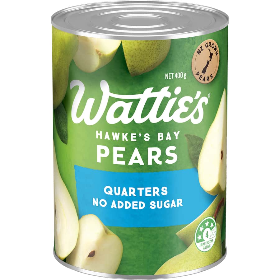 Watties Pears Quarters No Added Sugar  Can 400g