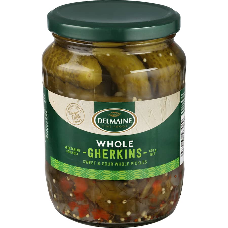Delmaine Gherkins Whole Jar 670g