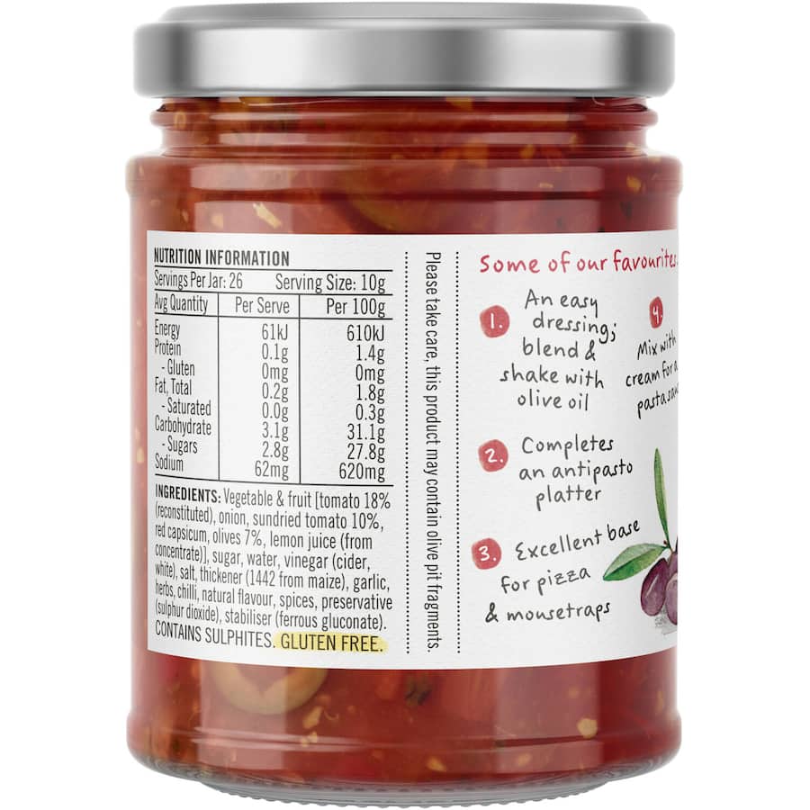 Barkers Chutney Sundried Tomato & Olive 260g