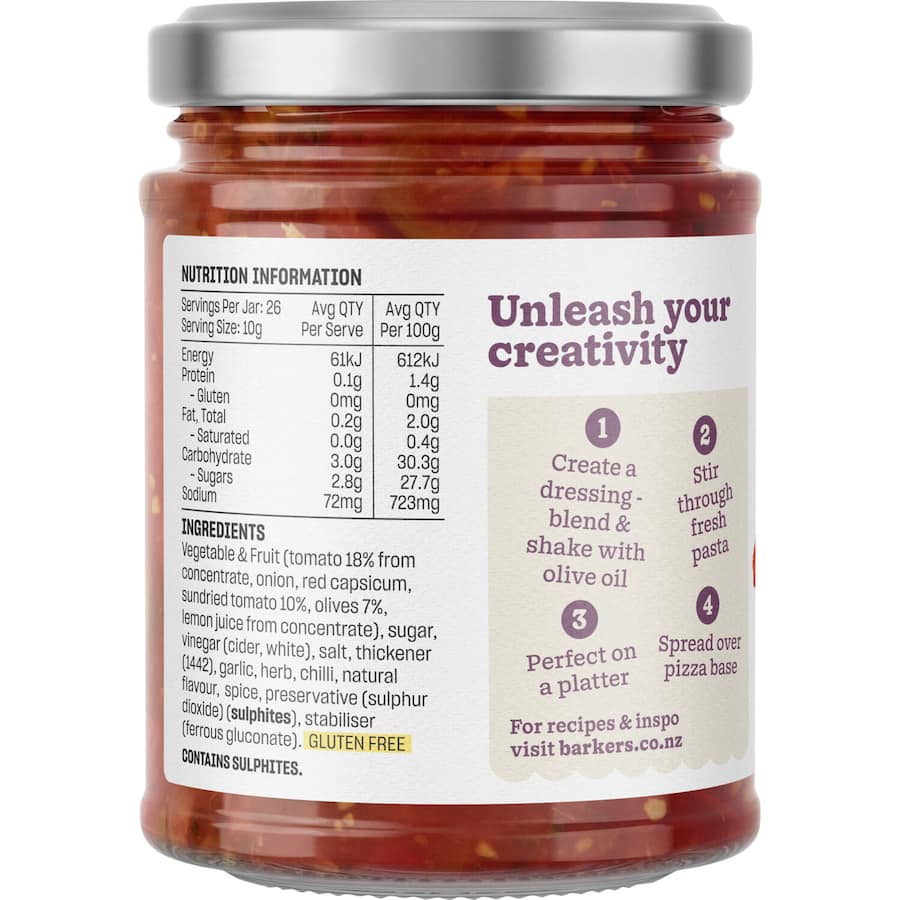 Barkers Chutney Sundried Tomato & Olive 260g
