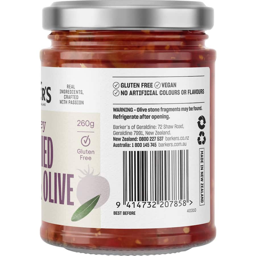 Barkers Chutney Sundried Tomato & Olive 260g