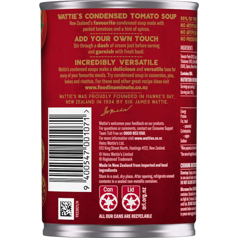 Wattie's Condensed Soup Tomato Canned 420g