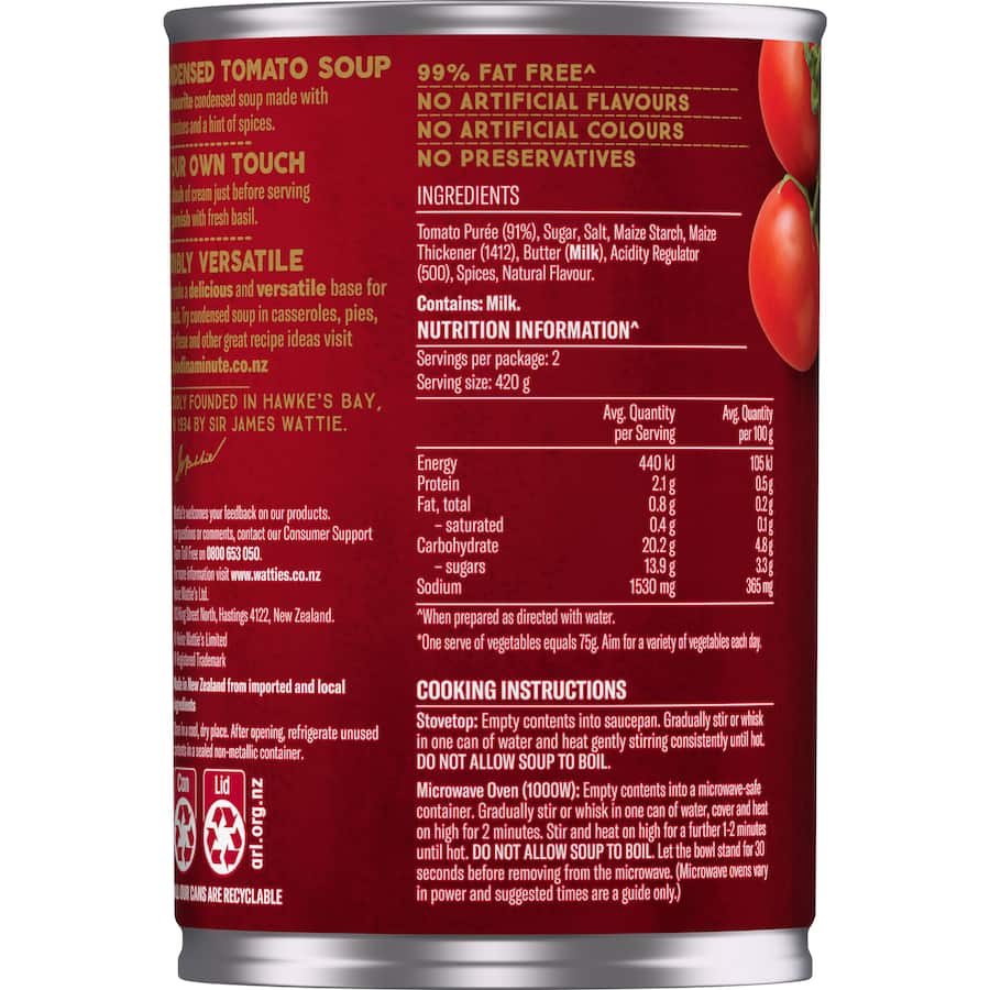 Wattie's Condensed Soup Tomato Canned 420g