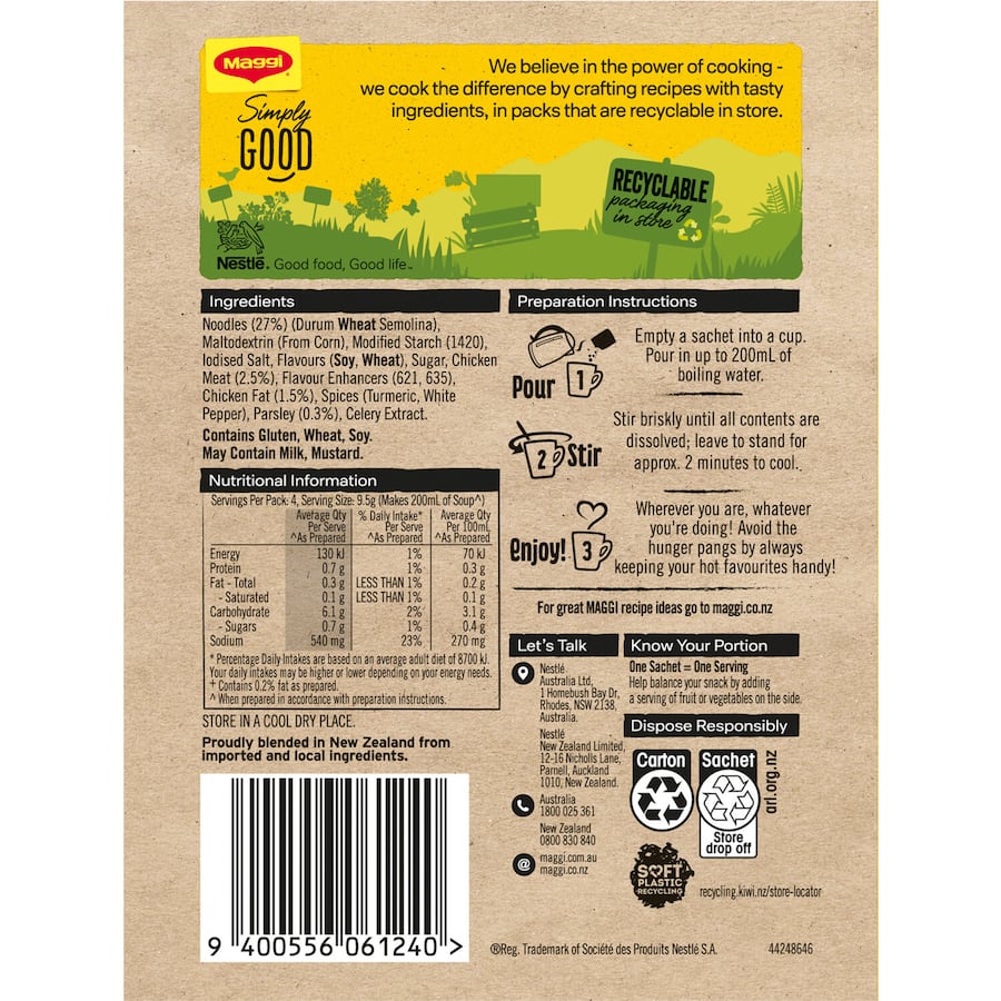 Maggi Soup For A Cup Instant Soup Chicken Noodle 4 pack 38g