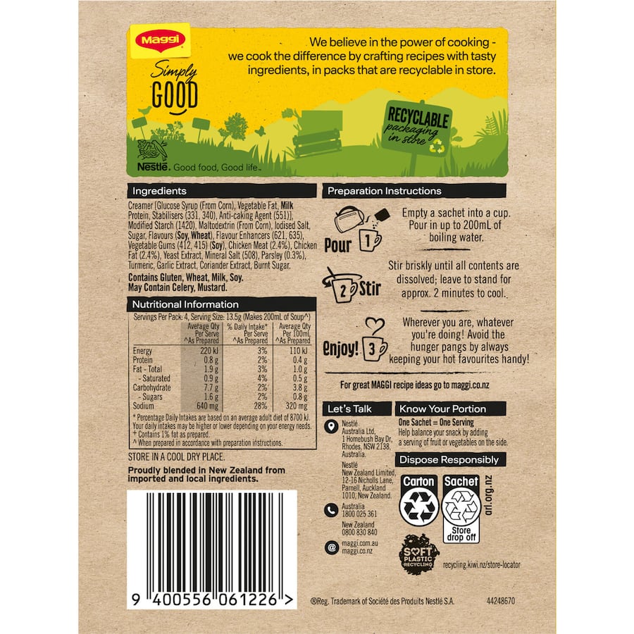 Maggi Soup For A Cup Instant Soup Creamy Chicken 4 pack 54g