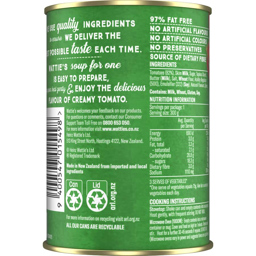 Wattie's Soup For One Soup Creamy Tomato Canned 300g
