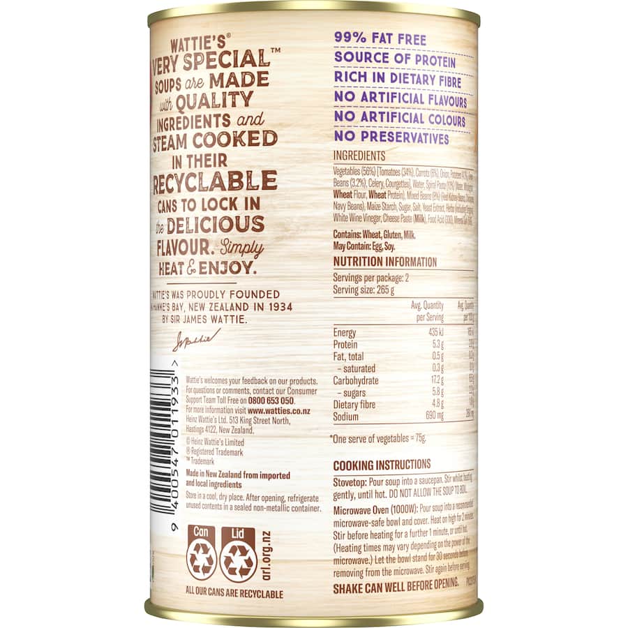 Wattie's Very Special Soup Italian Minestrone Canned 535g