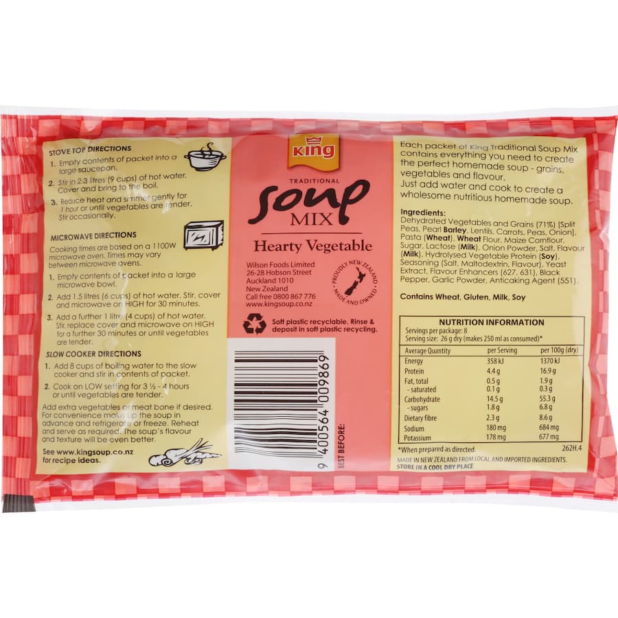 King Soup Mix Hearty Vegetable Low Salt Pkt 210g